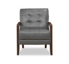 Enzo 26" Genuine Leather Accent Chair with Biscuit Tufting, Track Arms and Wood Legs - Dark Grey | Fauteuil d’appoint Enzo de 26 po en cuir véritable avec capitonnage en biscuit, accoudoirs rectilignes et pattes en bois - gris foncé