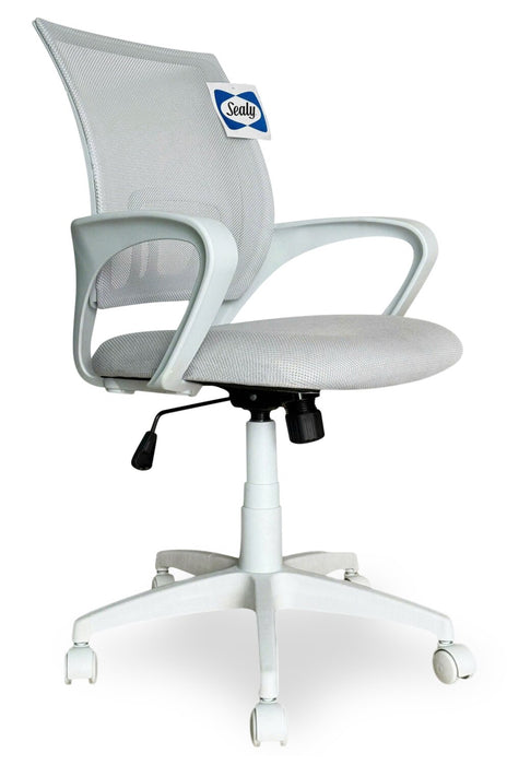 Chaise de bureau ergonomique réglable Raven de Sealy de 25,2 po avec rembourrage en mailles - blanche