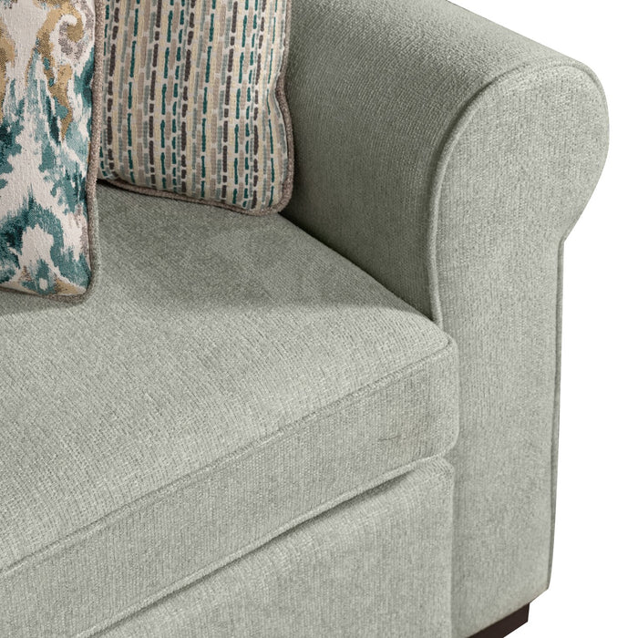 Sofa-lit sectionnel de gauche Haven de Scott Living 4 pièces en tissu de chenille avec fauteuil long de rangement - bleu écume de mer
