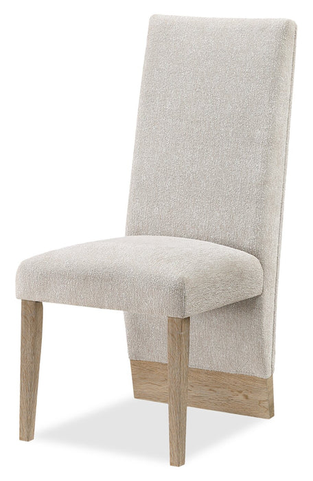 Chaise de salle à manger Vega en tissu de polyester et bois avec capitonnage à canaux - naturelle