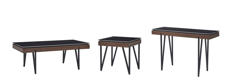 Table à café moderne Juno de 48 po avec dessus en pierre frittée - noire