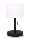 Lampe de table pour l’intérieur et pour l’extérieur moderne portable Solana de 11 po en métal et en acrylique avec port USB - noire
