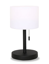 Lampe de table pour l’intérieur et pour l’extérieur moderne portable Solana de 11 po en métal et en acrylique avec port USB - noire