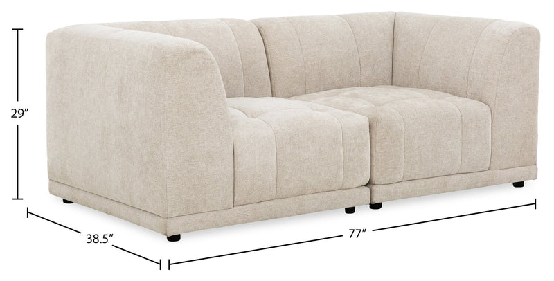 Causeuse modulaire Oaklyn Kort & Co. de 77 po en tissu avec coussins de siège capitonnés - beige