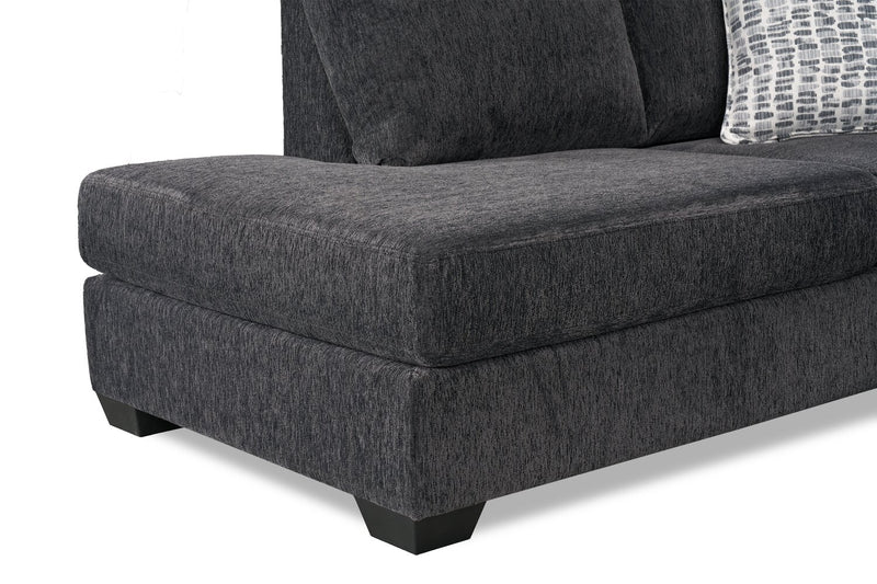 Sofa sectionnel de gauche Morgan 2 pièces fabriqué au Canada en tissu de chenille avec sofa et coussins décoratifs - gris