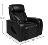 Elite 38" Genuine Leather Massage Power Reclining Chair with Power Headrest and Storage Armrests - Black | Fauteuil de massage à inclinaison électrique Elite de 38 po en cuir véritable avec appuie-tête électrique et accoudoirs de rangement - noir