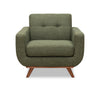 Kort & Co. Freeman 37" Linen-Look Fabric Chair with Wood Legs and Tufted Back Cushion - Avocado Green | Fauteuil Freeman Kort & Co. de 37 po en tissu d’apparence lin avec pattes en bois et coussin de dossier capitonné - vert avocat