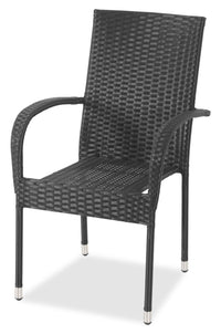 Chaise Arizona pour la terrasse à l’extérieur - osier en résine tressé à la main, résistante aux rayons UV et aux intempéries - noire