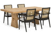 Shaw Dining Arm Chair with Polyester Fabric, Cane-Look Woven Back - Black | Chaise de salle à manger Shaw en tissu de polyester avec accoudoirs et dossier tissé d’apparence canne - noire