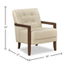 Enzo 26" Genuine Leather Accent Chair with Biscuit Tufting, Track Arms and Wood Legs - Beige | Fauteuil d’appoint Enzo de 26 po en cuir véritable avec capitonnage en biscuit, accoudoirs rectilignes et pattes en bois - beige