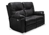 Made in Canada Dawson 64" Genuine Leather Power Reclining Loveseat with USB Port and Accent Pillows – Black | Causeuse à inclinaison électrique Dawson de 64 po fabriquée au Canada en cuir véritable avec port USB et coussins décoratifs - noir