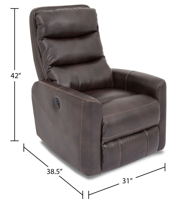 Fauteuil berçant et pivotant à inclinaison électrique Quinn de Cindy Crawford Home de 31 po en tissu d’apparence cuir - brun