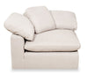 Eclipse Modular 4-Piece Linen-Look Fabric Pit Sofa Sectional with Reversible Feather Down Cushions - Linen White | Sofa sectionnel modulaire de style cocon Eclipse 4 pièces en tissu d’apparence lin avec coussins réversibles en duvet et plumes - blanc lin