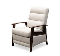 Fauteuil d’appoint à inclinaison par poussée Bree de 28,5 po en tissu d’apparence lin avec accoudoirs et pattes en bois - beige