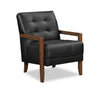 Enzo 26" Genuine Leather Accent Chair with Biscuit Tufting, Track Arms and Wood Legs - Black | Fauteuil d’appoint Enzo de 26 po en cuir véritable avec capitonnage en biscuit, accoudoirs rectilignes et pattes en bois - noir