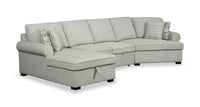 Sofa-lit sectionnel enveloppant de gauche Haven de Scott Living 3 pièces en tissu de chenille avec rangement - écume de mer