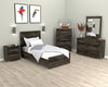 Riley 5pc Bedroom Set with Panel Bed, Dresser & Mirror, Made in Canada, Grey - Twin Size | Ensemble de chambre à coucher Riley 5 pièces avec lit à panneaux, commode et miroir, fabriqué au Canada, gris - format lit simple
