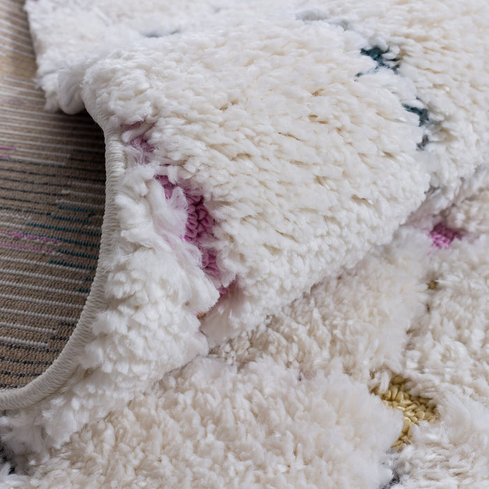 Carpette à poil long Robin multicolore à motif marocain - 6 pi 7 po x 9 pi 6 po