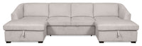  Sofa-lit sectionnel Envy 3 pièces en tissu de chenille avec 2 fauteuils longs de rangement - gris brouillard