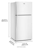 Whirlpool 29.5" 19 Cu. Ft. Top Freezer Refrigerator with Total Coverage Cooling - White - WRTX7419SW | Réfrigérateur Whirlpool de 19 pi³ et de 29,5 po à congélateur supérieur avec refroidissement à couverture totale - blanc - WRTX7419SW
