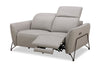 Riviera Top-Grain Genuine Leather Power Reclining Loveseat - Light Grey | Causeuse à inclinaison électrique Riviera en cuir véritable de qualité supérieure - gris clair