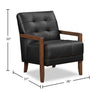 Enzo 26" Genuine Leather Accent Chair with Biscuit Tufting, Track Arms and Wood Legs - Black | Fauteuil d’appoint Enzo de 26 po en cuir véritable avec capitonnage en biscuit, accoudoirs rectilignes et pattes en bois - noir