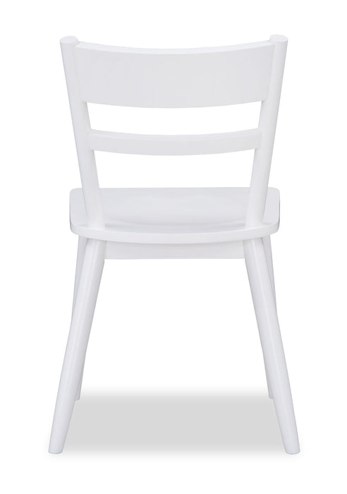 Chaise de salle à manger Remi avec dossier en échelle courbé - blanche