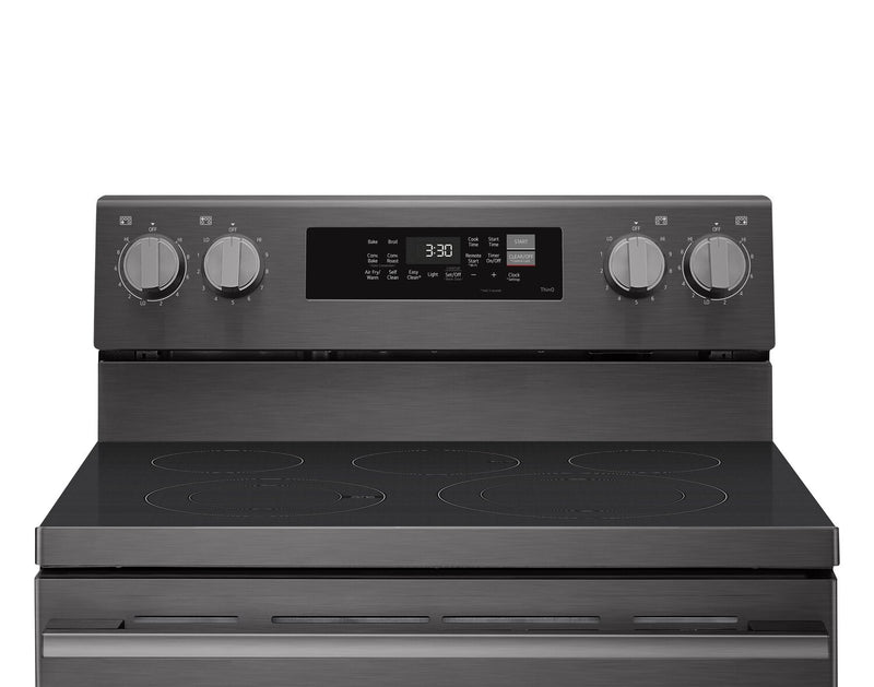 Cuisinière intelligente électrique LG de 6,3 pi³ avec friture à air - acier inoxydable noir - LREN6323ZE
