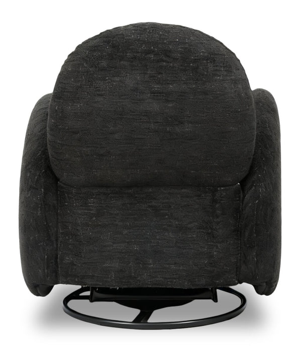 Fauteuil d’appoint coulissant, pivotant et inclinable Shay en chenille - ebony