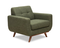 Fauteuil Freeman Kort & Co. de 37 po en tissu d’apparence lin avec pattes en bois et coussin de dossier capitonné - vert avocat