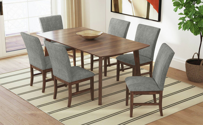 Chaise de salle à manger Rain avec siège et dossier rembourrés en tissu - grise