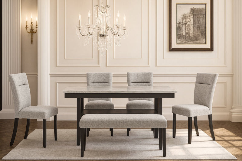 Banc de salle à manger Libra de 48 po (L) en tissu de polyester - gris