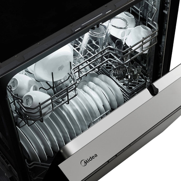 Lave-vaisselle Midea de 24 po avec commandes à l’avant et éclairage intérieur - MDF24P2BST