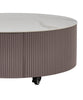 Circa 31.5" Modern Round Coffee Table with White Sintered Stone Top, Storage and Casters - Grey-Taupe | Table à café ronde moderne Circa de 31,5 po avec dessus en pierre frittée blanche, rangement et roulettes - taupe-gris | CIRCACTB