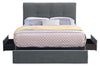 Amos Upholstered Storage Bed in Charcoal Fabric with Tufted Headboard & 3 Built-in Drawers - King Size | Lit de rangement Amos rembourré en tissu anthracite avec tête de lit capitonnée et 3 tiroirs intégrés - format très grand lit