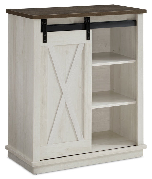 Armoire décorative Bristow de 31 po avec tablettes et porte de grange coulissante - chêne blanc