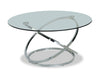Hendrix 36" Modern 2-Pack Glass Top Coffee + End Table - Chrome with Metal Base | 2 tables modernes Hendrix de 36 po (table à café et table de bout) avec dessus en verre - chromées avec base en métal