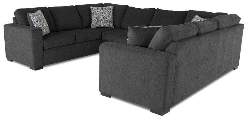 Sofa-lit sectionnel Legend 3 pièces fabriqué au Canada en tissu de chenille - gris poivre