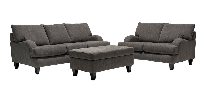 Pouf de rangement Nofia de 44 po fabriqué au Canada en tissu de chenille avec pattes en bois - gris anthracite