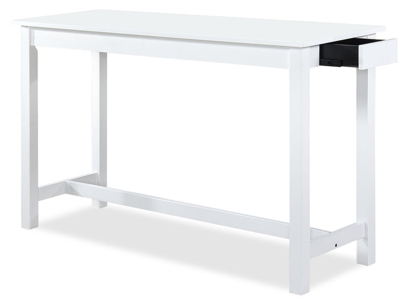 Table de salle moderne Noah de 60 po avec 3 tabourets de hauteur comptoir et ports USB - blanche