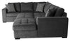 Made in Canada Legend 4-Piece Right-Facing Chenille Fabric Sleeper Sectional with Storage Chaise - Pepper Grey | Sofa-lit sectionnel de droite Legend 4 pièces fabriqué au Canada en tissu de chenille avec fauteuil long de rangement - gris poivre