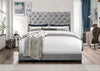 Candace Upholstered Bed in Velvet Grey Fabric, Button Tufted - Queen Size | Lit rembourré Candace en tissu de velours gris avec capitonnage à boutons - format grand lit