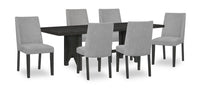 Ensemble de salle à manger Emery 7 pièces en bois avec table, rallonge, 72 po à 96 po (L) et 6 chaises - noir et anthracite