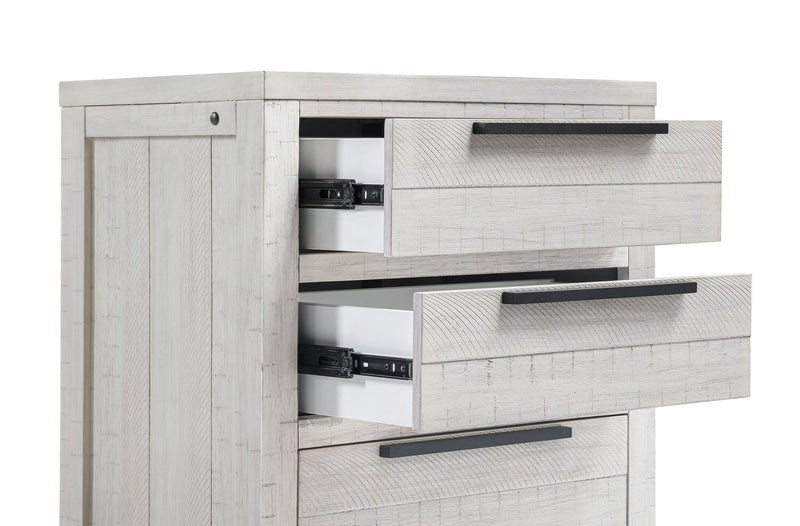 Table de nuit Haven de 26 po (L) x 28 po (H) à 3 tiroirs avec port USB - blanche