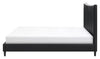 Paseo Platform Bed in Black Vegan-Leather Fabric - Queen Size | Lit plateforme rembourré Paseo en tissu de cuir végétalien noire - format grand lit