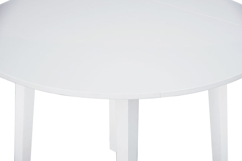 Table de salle à manger ronde Bryn de 42 po avec abattant - blanche