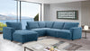 Voyage Modular 6-Piece Left-Facing Fabric Sectional with Console and Removable Back Cushions – Blue | Sofa sectionnel modulaire de gauche Voyage 6 pièces en tissu avec console et coussins de dossier amovibles - bleu