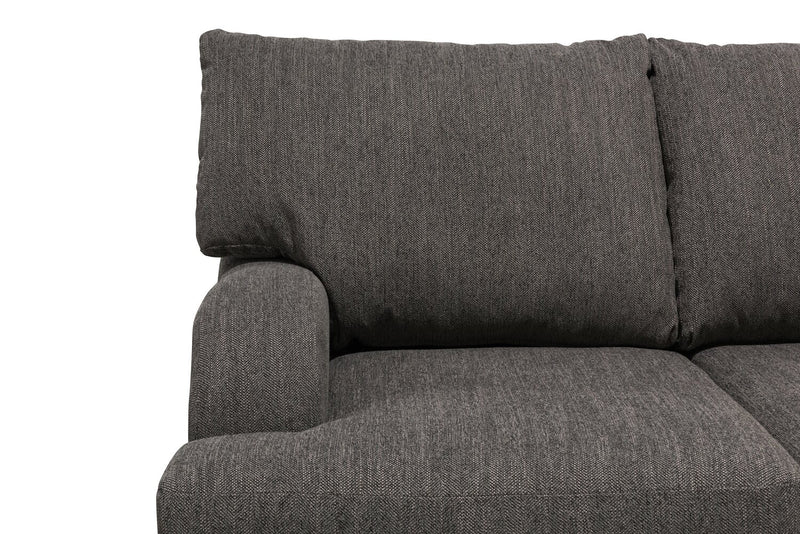 Sofa Nofia de 80 po fabriqué au Canada en tissu de chenille avec 2 coussins décoratifs et pattes en bois - gris anthracite