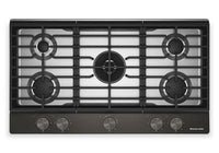  Surface de cuisson à gaz sur métal KitchenAid avec grille pour wok intégrée - minerai noir - KCGK536SBE