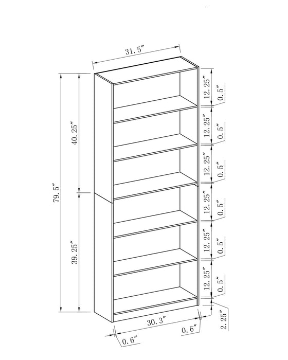 Bibliothèque William de 31,5 po à 6 tablettes - blanche